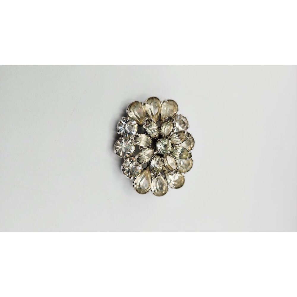 Vintage tear drop Rhinestone 3D layers 1 5/8" brooch pin